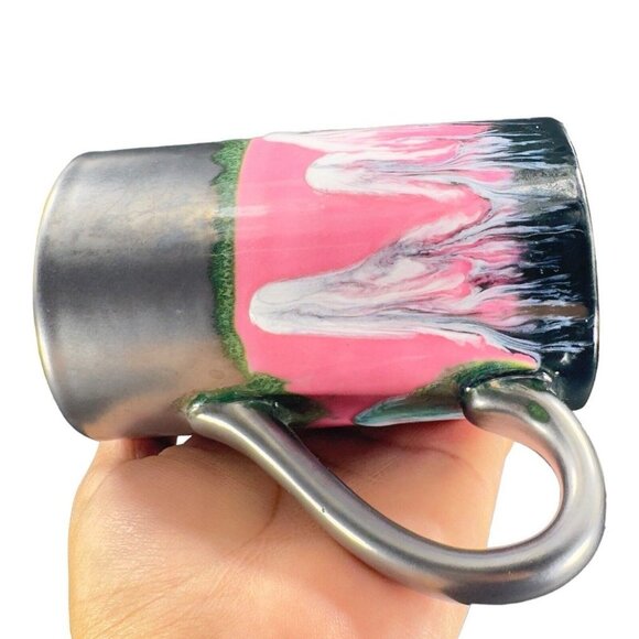 Studio Art Pottery Hand Made Single Drip Glaze Pottery Drinking Coffee Cup Mug - Picture 11 of 16